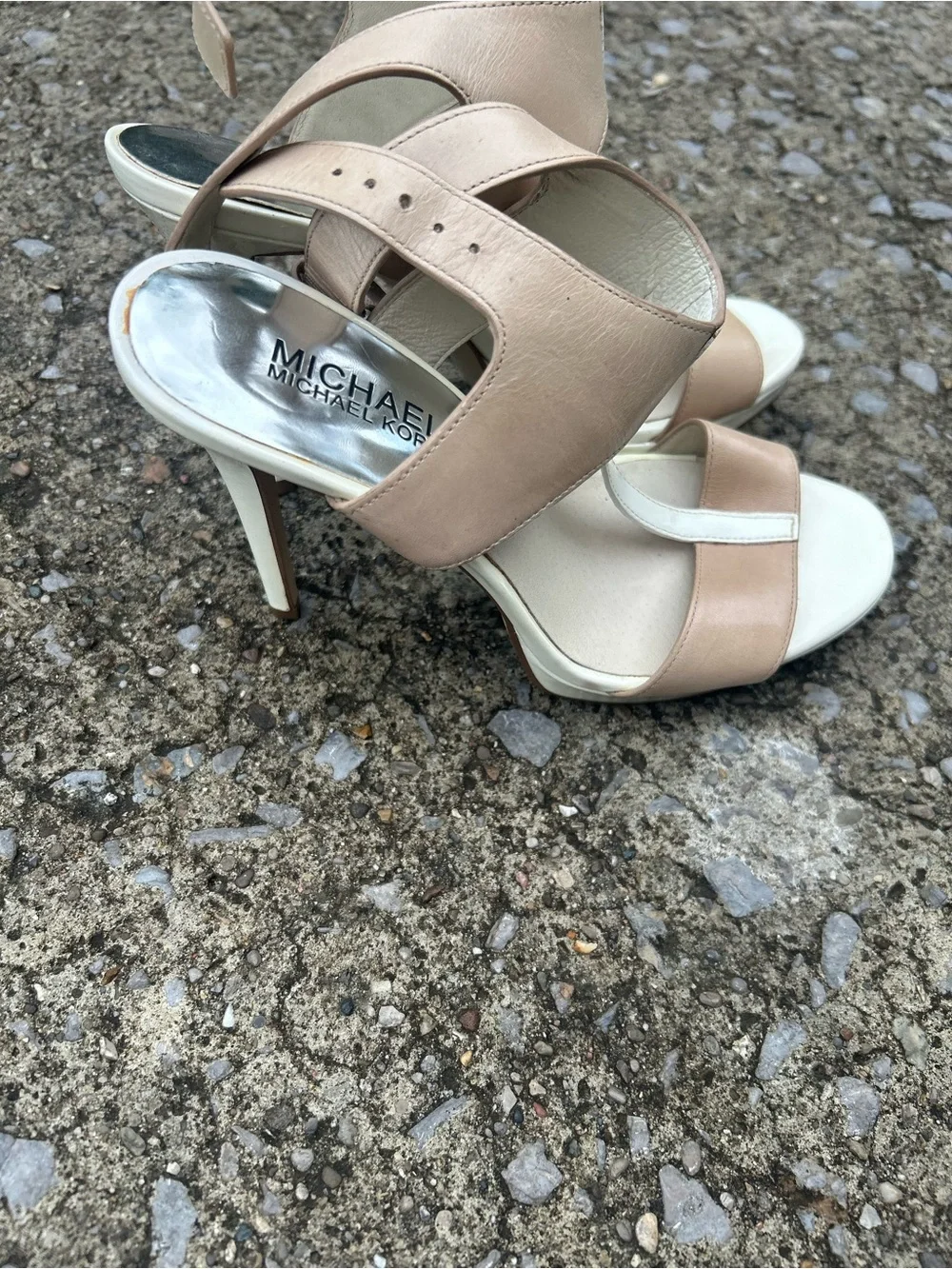 Michael Kors Nude Blush & White Strappy Heels